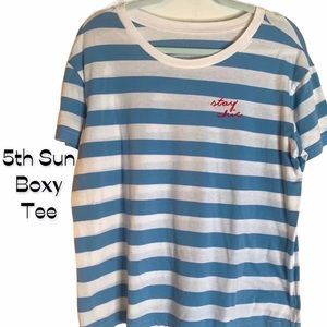 Fifth Sun Stay Chic Striped Boxy Tee Size XL